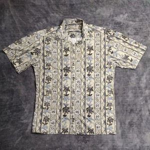 Hollis River Hawaiian Shirt Medium Mens Tan Button Down Short Sleeve